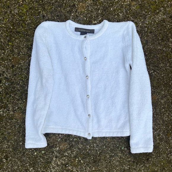 COPPER KEY GIRLS L WHITE CARDIGAN NWOT - Picture 1 of 5